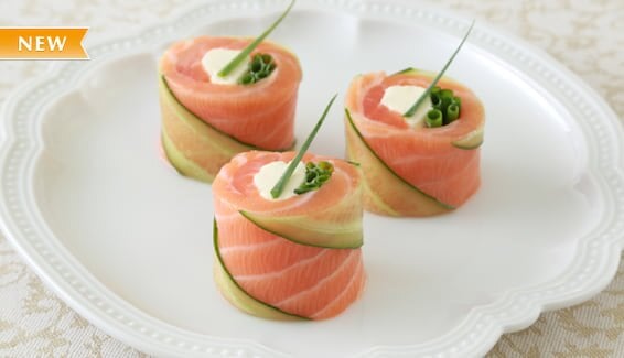 ノルウェーサーモンときゅうりのチーズ巻き