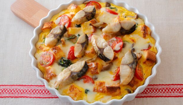 ノルウェー塩さばとキノコのキッシュ風