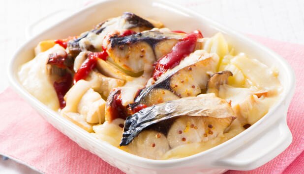 ノルウェー塩さばとキノコのポテトグラタン