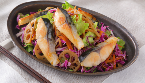 ノルウェー塩さばとピリ辛きんぴらのおかずサラダ