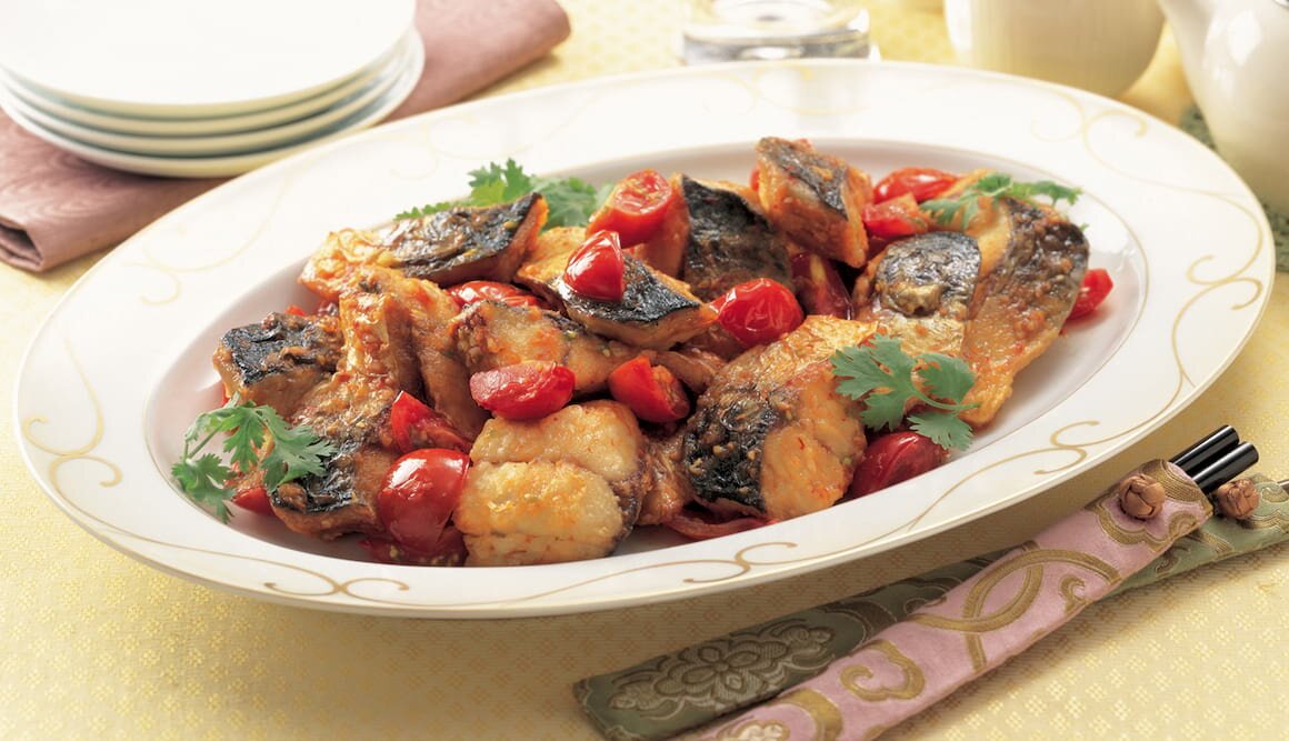 ノルウェー塩さばのチリトマト炒め